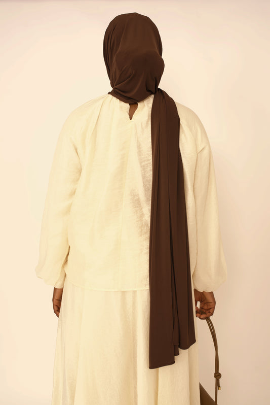 Ensemble Eléna – Haut & Jupe Longue jaune beurre Doublé premium