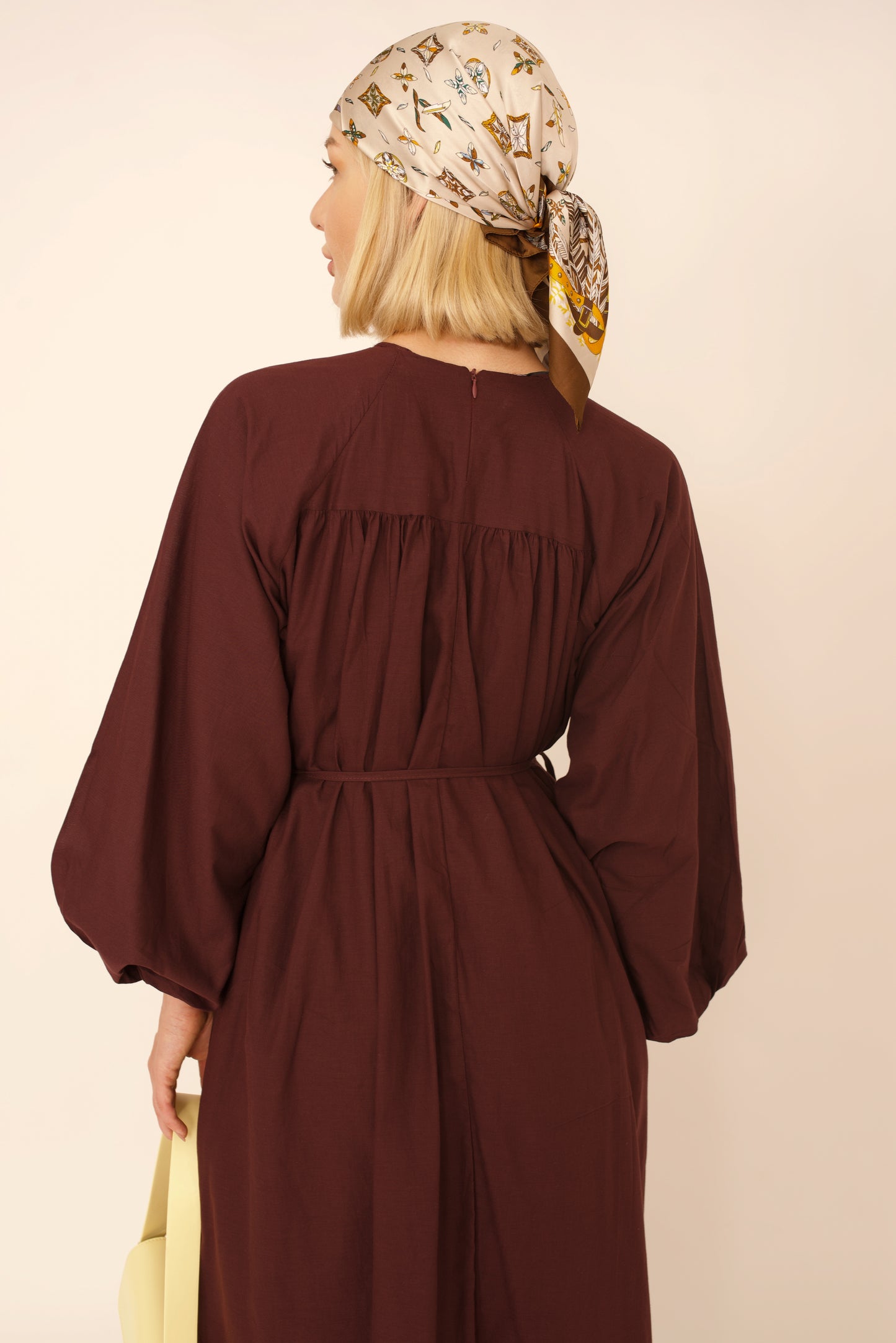 Robe Lina – Marron Ceinturée à Nouer premium