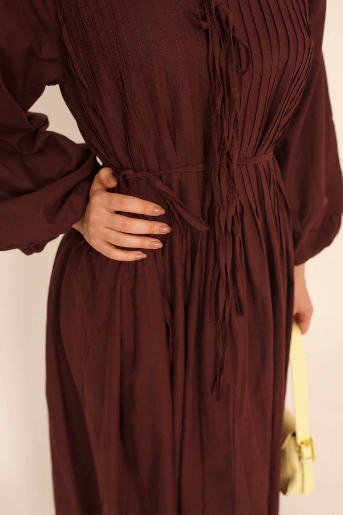 Robe Lina – Marron Ceinturée à Nouer premium