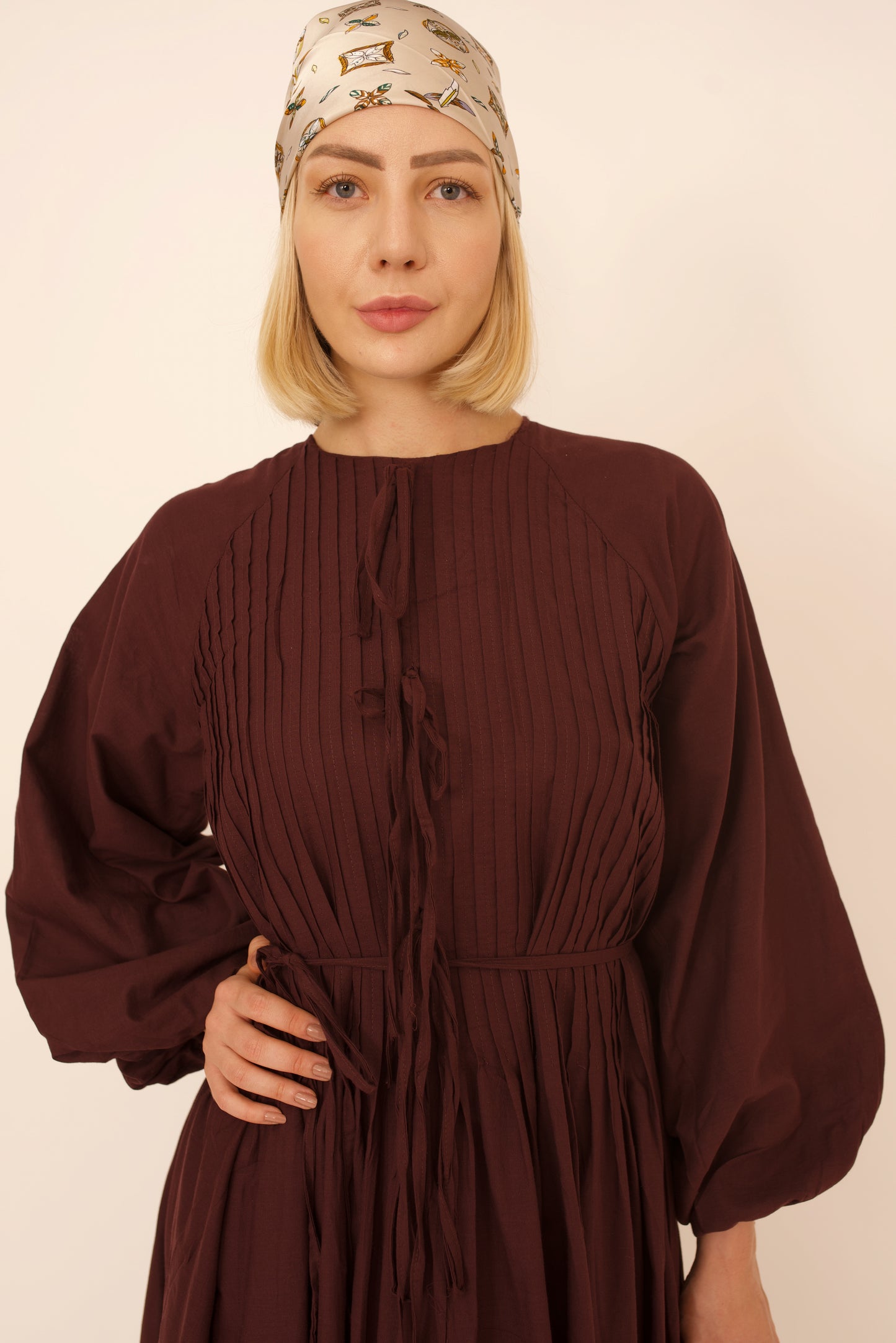 Robe Lina – Marron Ceinturée à Nouer premium