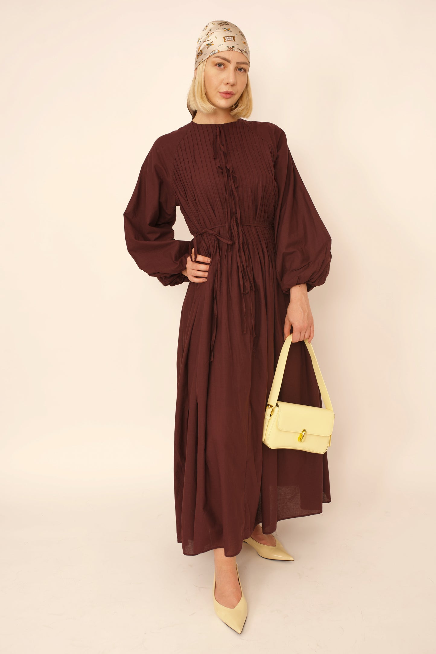 Robe Lina – Marron Ceinturée à Nouer premium