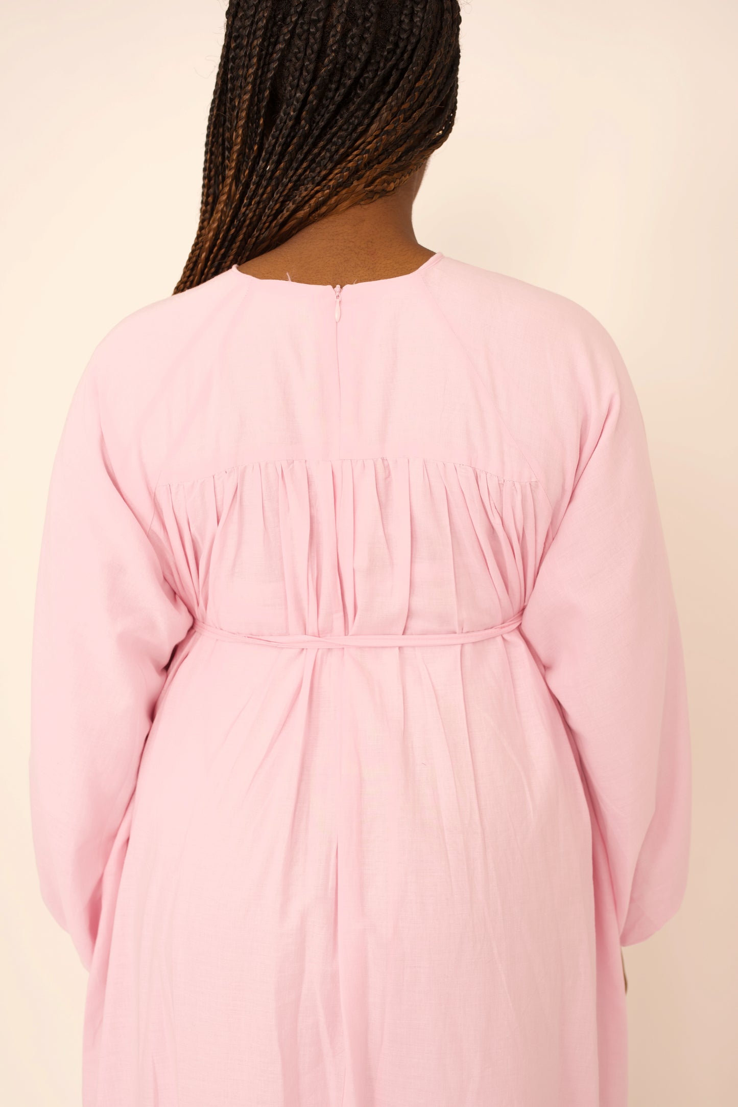 Robe Lina – Rose Ceinturée à Nouer premium
