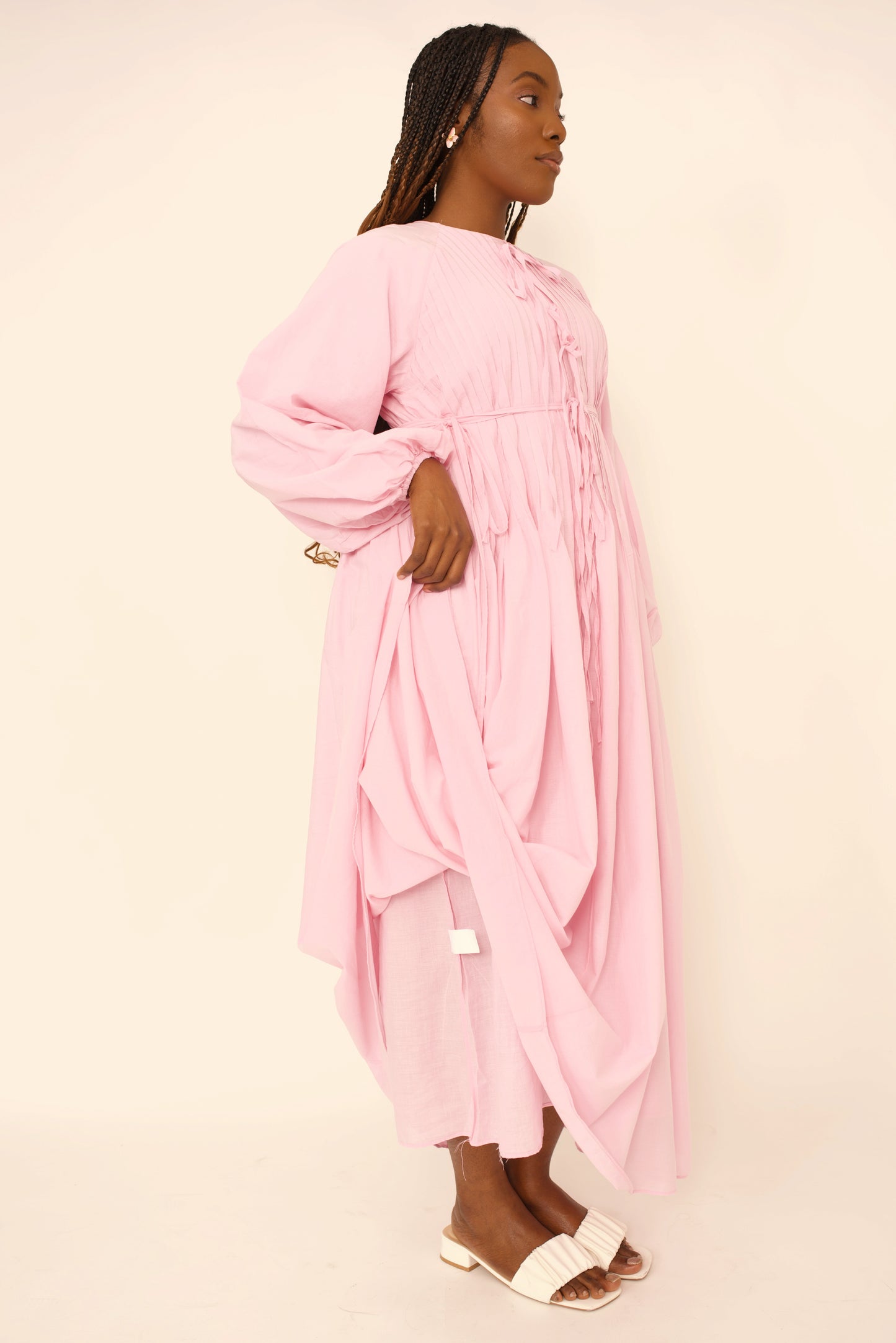 Robe Lina – Rose Ceinturée à Nouer premium