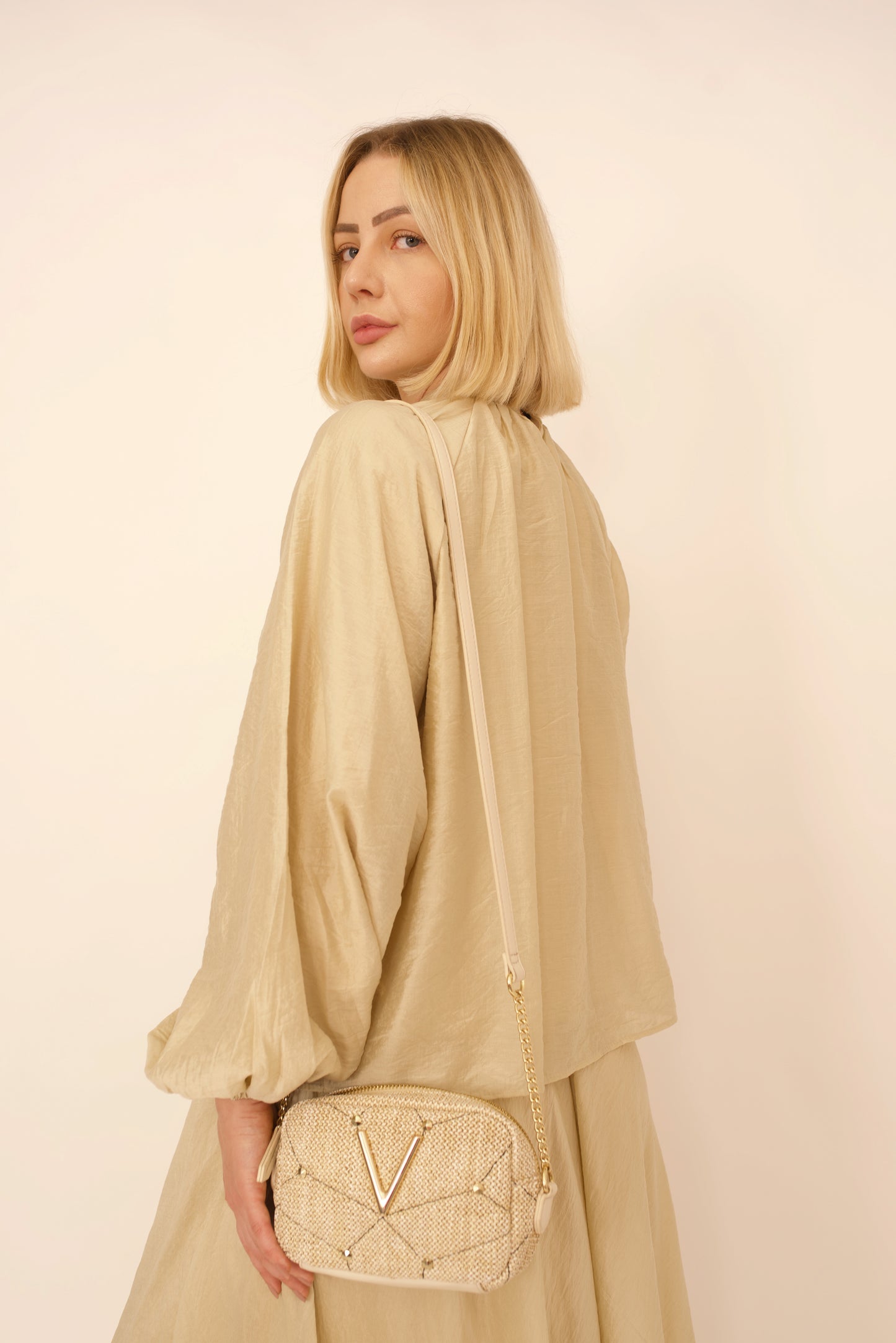 Ensemble Eléna – Haut & Jupe Longue Beige Doublé | Merra Paris