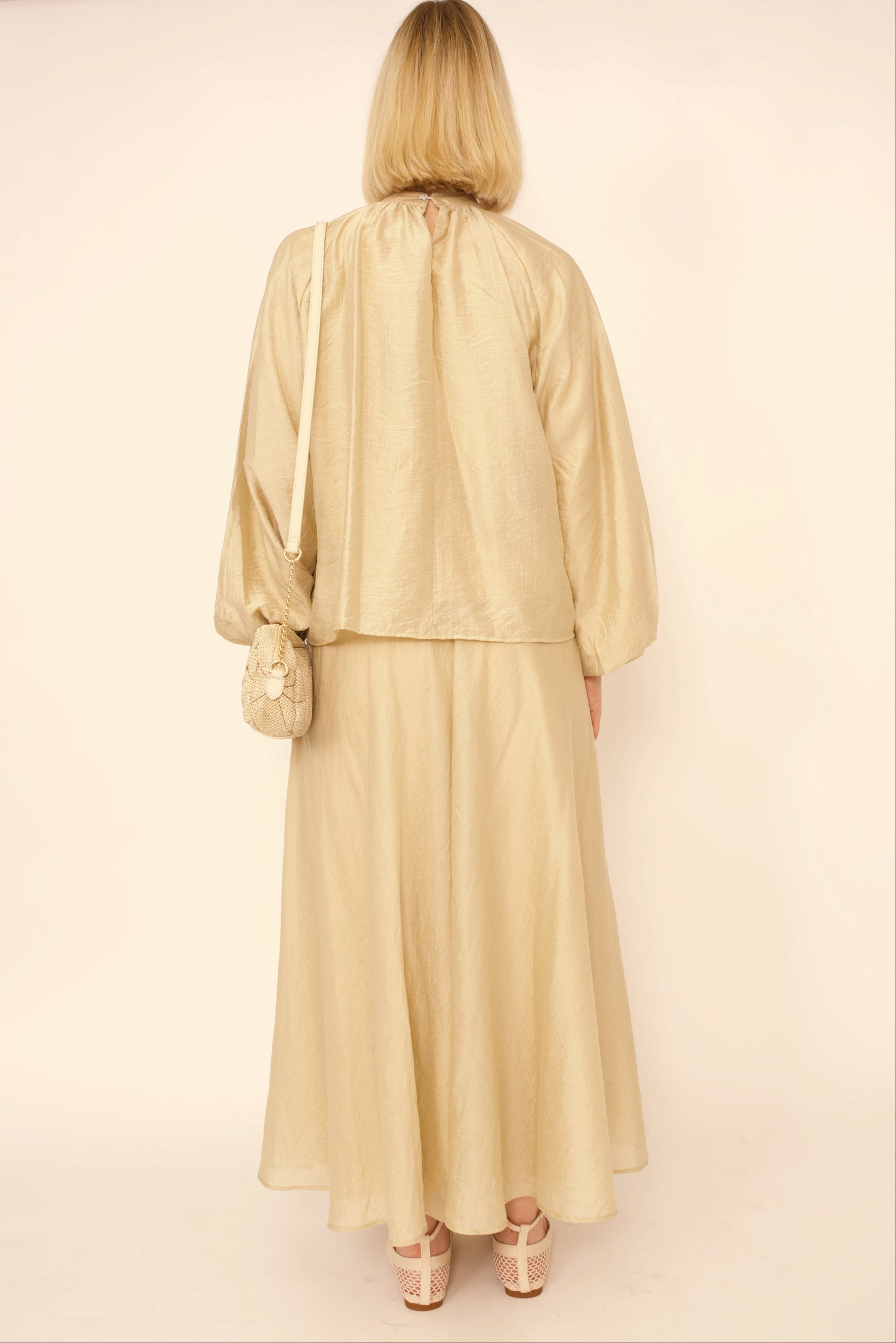 Ensemble Eléna – Haut & Jupe Longue Beige Doublé | Merra Paris