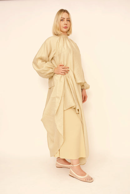 Ensemble Eléna – Haut & Jupe Longue Beige Doublé | Merra Paris