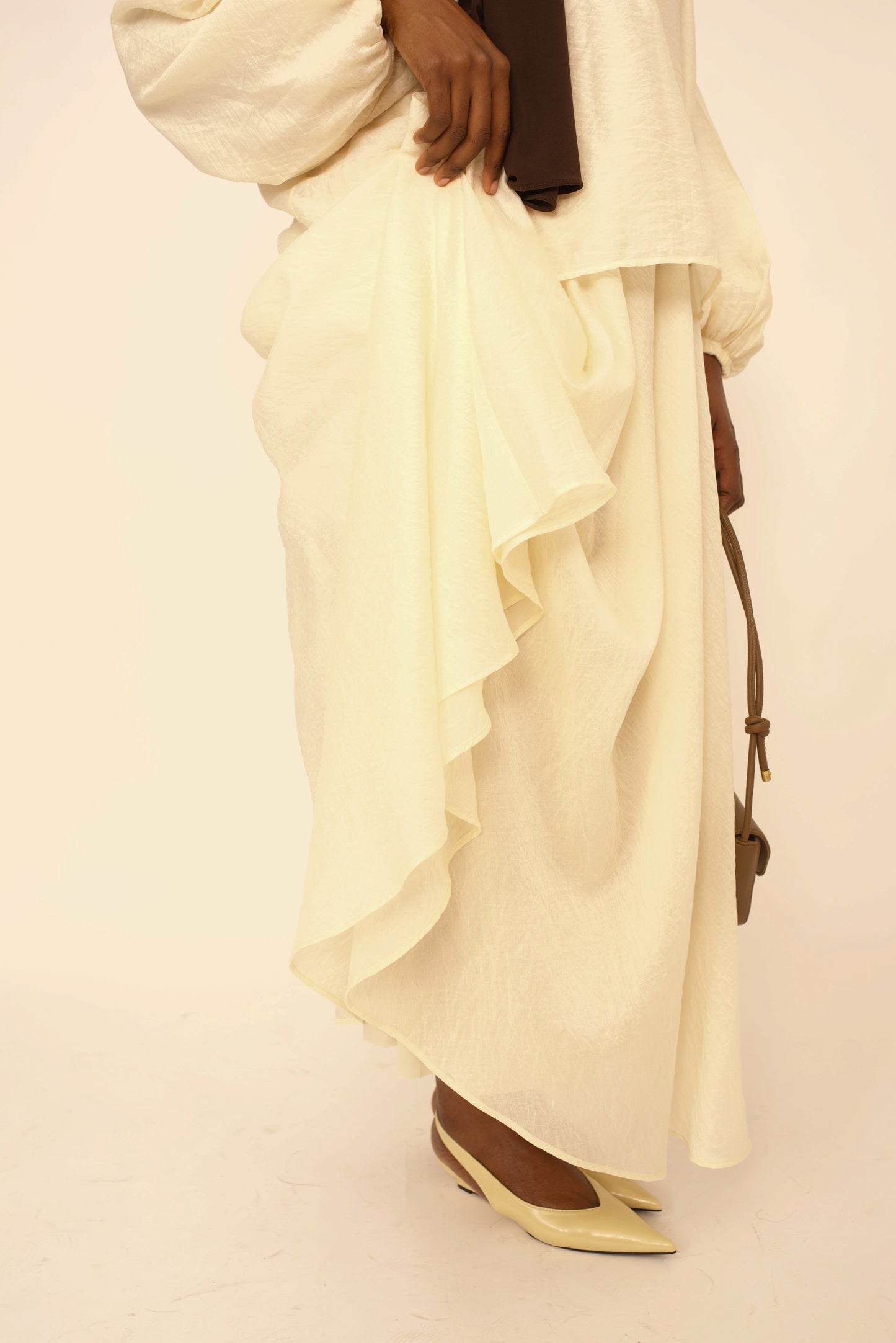 Ensemble Eléna – Haut & Jupe Longue jaune beurre Doublé premium