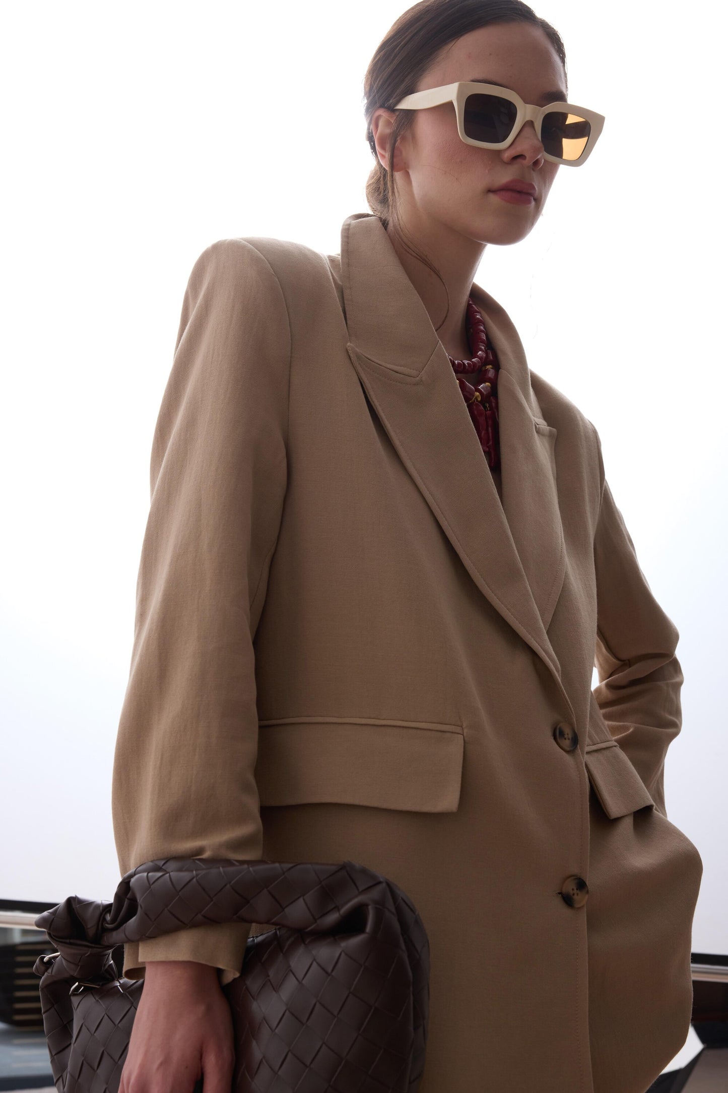 Veste en Lin à Épaulettes – Beige