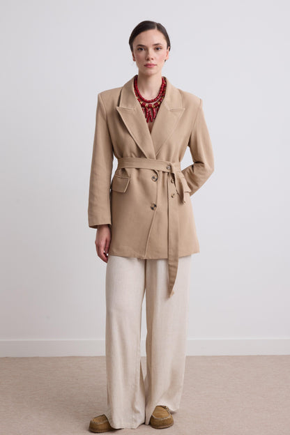 Veste en Lin à Épaulettes – Beige