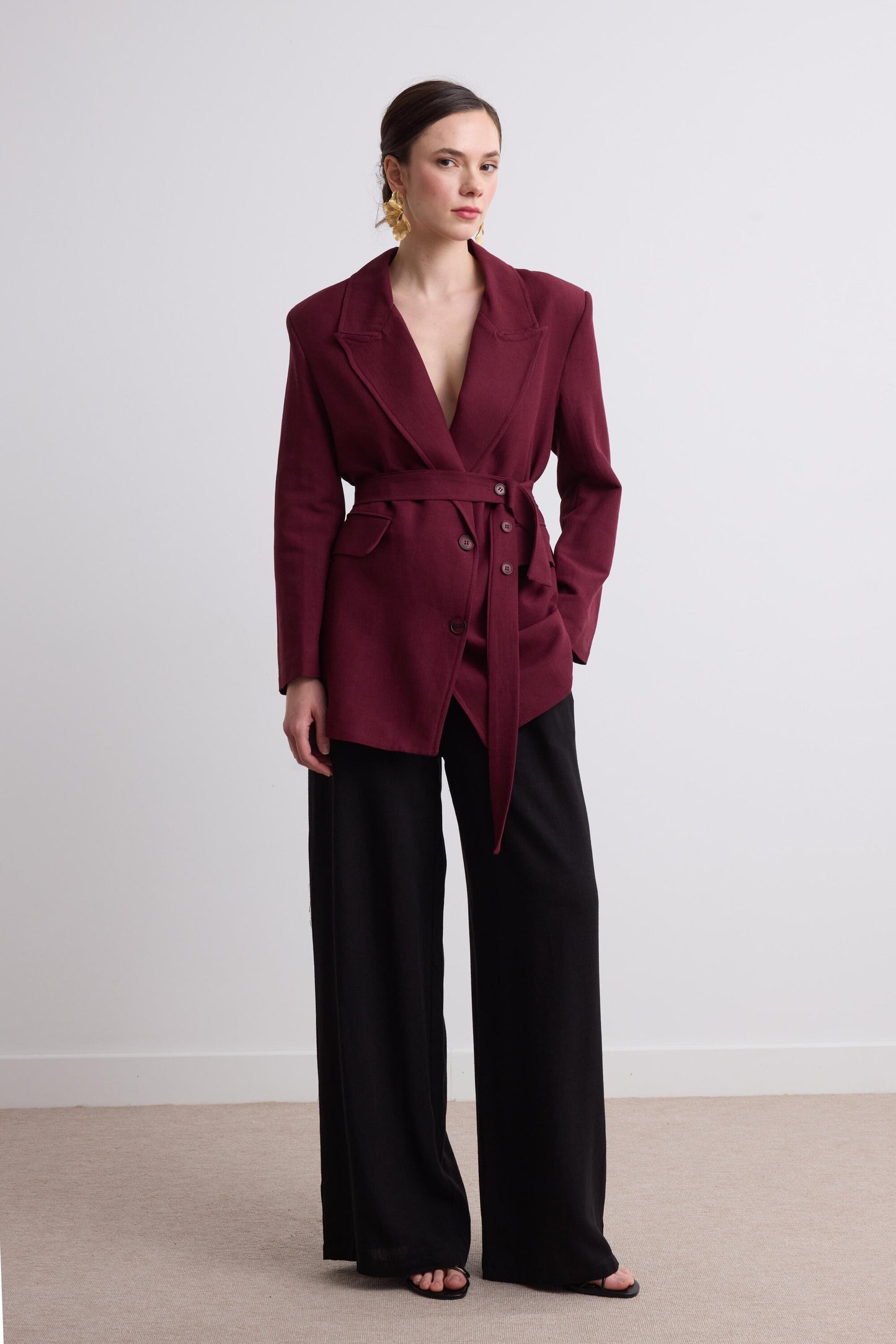Veste en Lin à Épaulettes – Beige