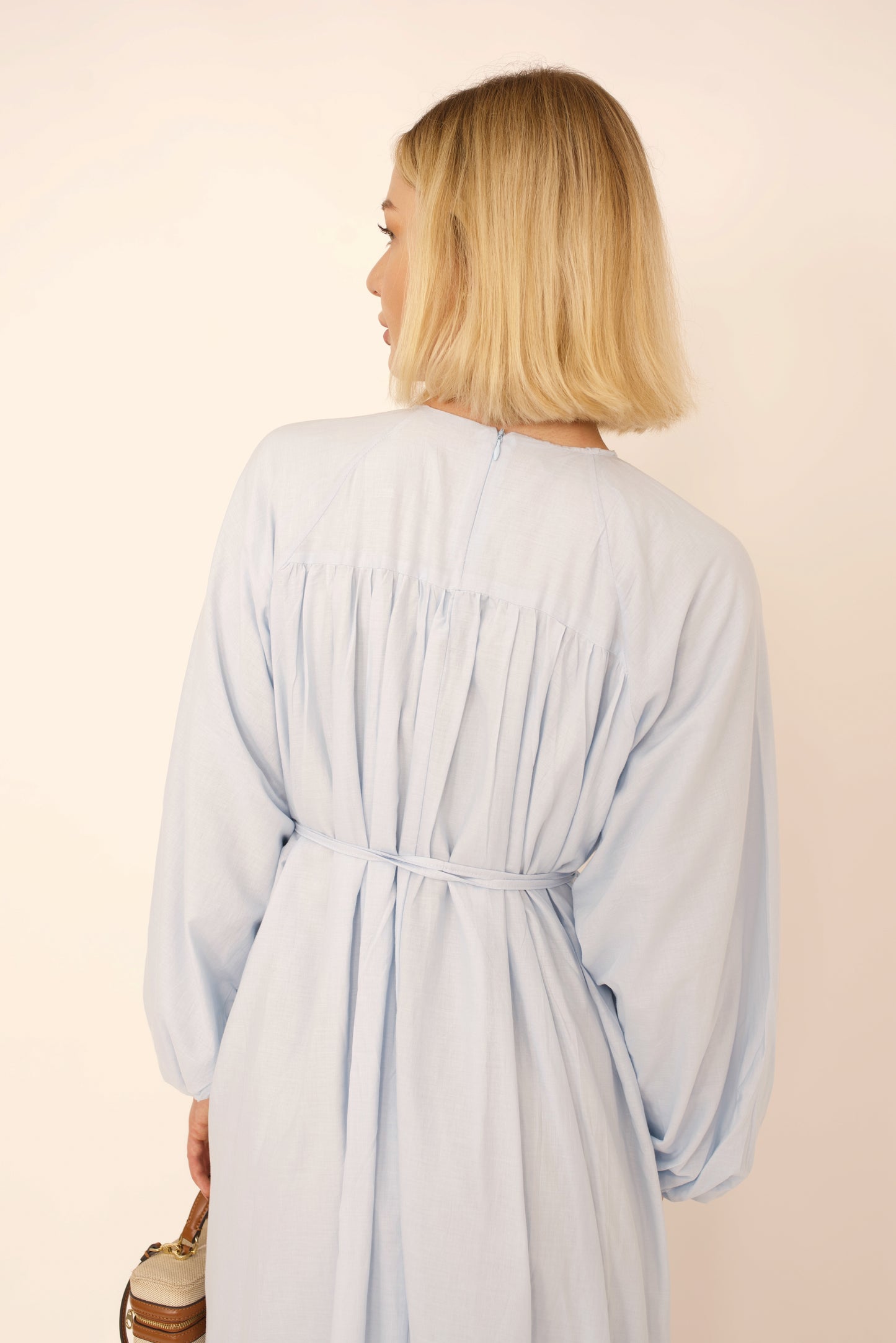 Robe Lina –  Bleu Ceinturée à Nouer premium