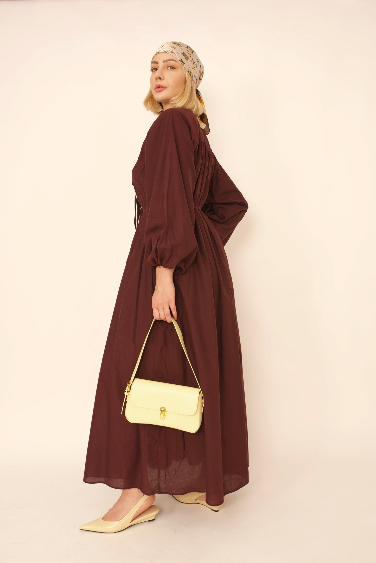 Robe Lina – Marron Ceinturée à Nouer premium